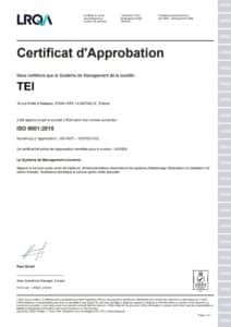 Certificat ISO9001 de TEI